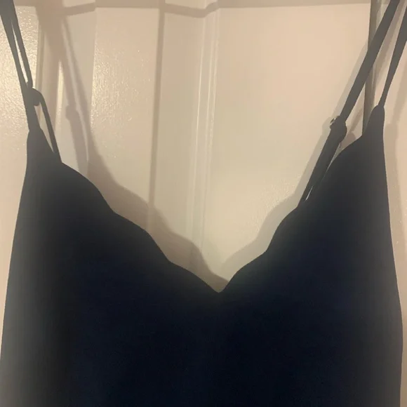 Gianni Bini Faux Suede Deep Blue Scalloped Dress - Picture 4 of 5